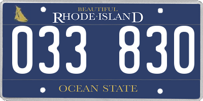 RI license plate 033830