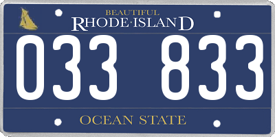 RI license plate 033833