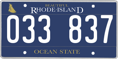 RI license plate 033837