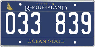 RI license plate 033839