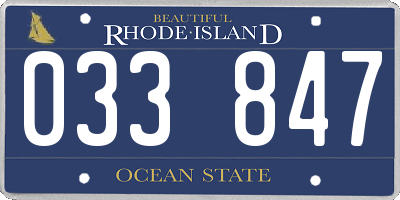 RI license plate 033847