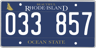 RI license plate 033857