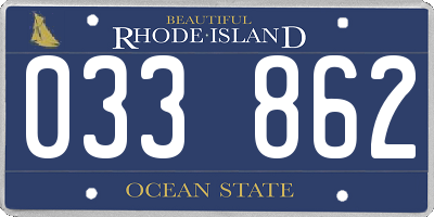 RI license plate 033862