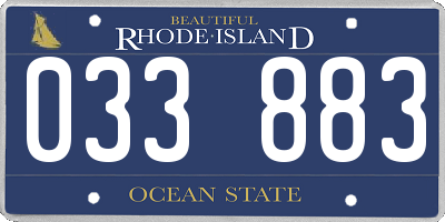 RI license plate 033883