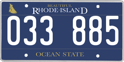 RI license plate 033885