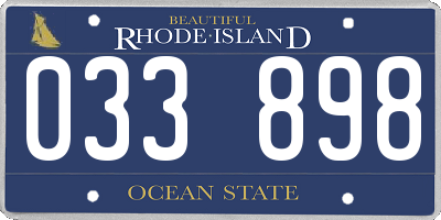 RI license plate 033898
