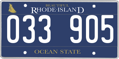 RI license plate 033905