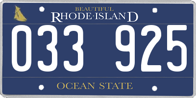 RI license plate 033925