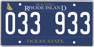 RI license plate 033933