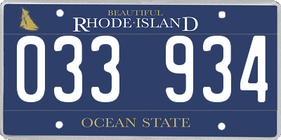 RI license plate 033934