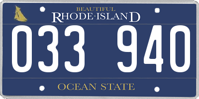 RI license plate 033940