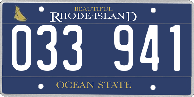 RI license plate 033941