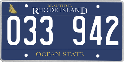 RI license plate 033942