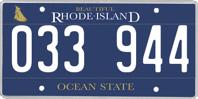 RI license plate 033944