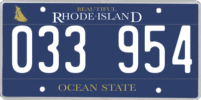 RI license plate 033954