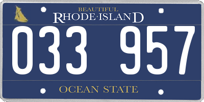 RI license plate 033957