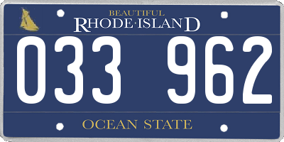 RI license plate 033962