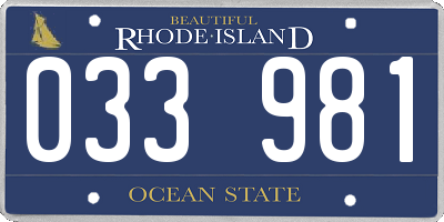 RI license plate 033981