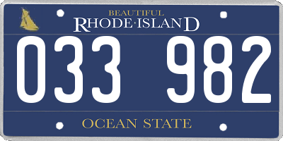 RI license plate 033982