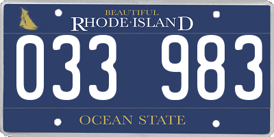 RI license plate 033983