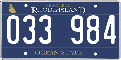 RI license plate 033984