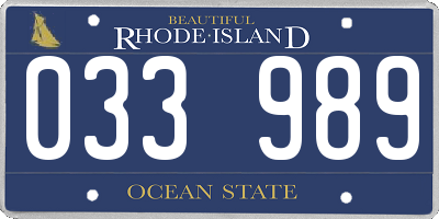 RI license plate 033989