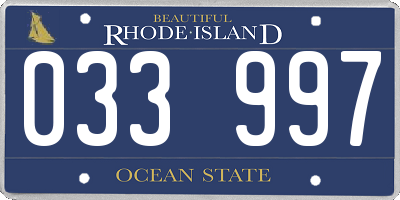 RI license plate 033997