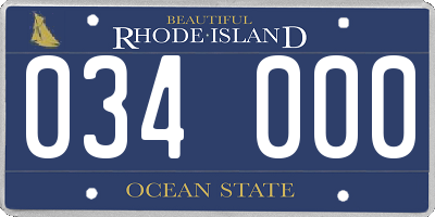 RI license plate 034000