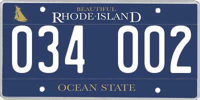 RI license plate 034002