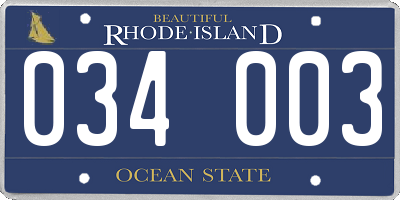 RI license plate 034003