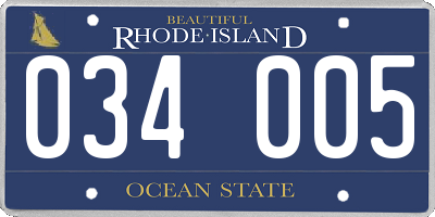 RI license plate 034005