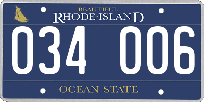RI license plate 034006