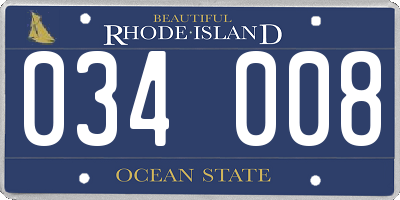 RI license plate 034008