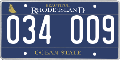 RI license plate 034009