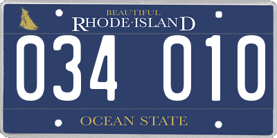 RI license plate 034010