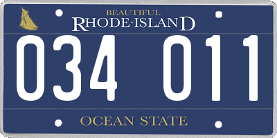 RI license plate 034011
