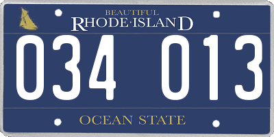 RI license plate 034013