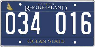 RI license plate 034016