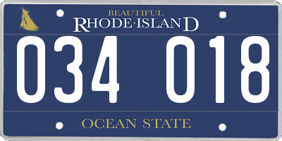 RI license plate 034018