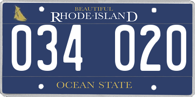 RI license plate 034020