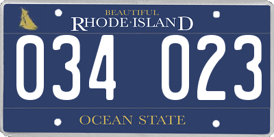 RI license plate 034023