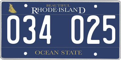 RI license plate 034025