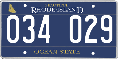 RI license plate 034029