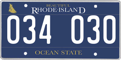 RI license plate 034030