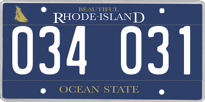 RI license plate 034031