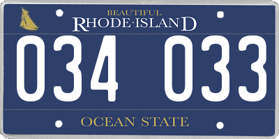 RI license plate 034033