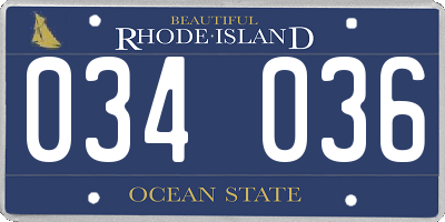 RI license plate 034036