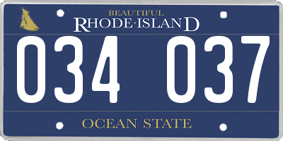 RI license plate 034037