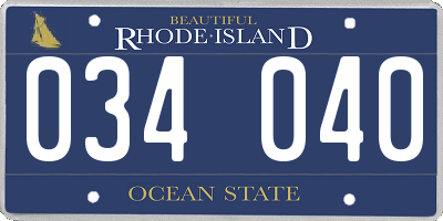 RI license plate 034040