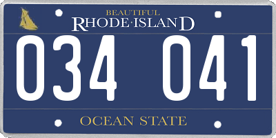 RI license plate 034041